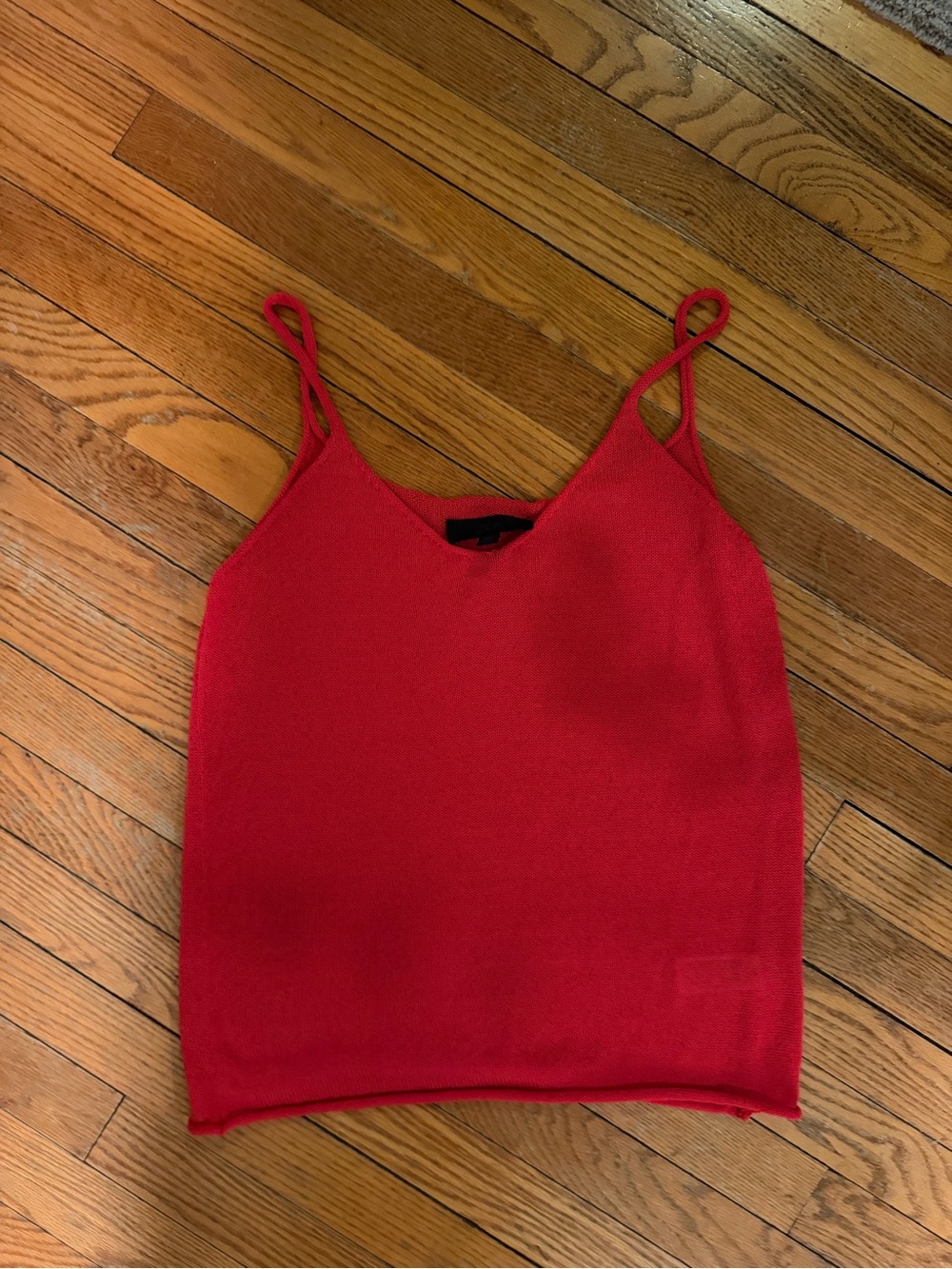 Zara Red V-Neck Spaghetti Strap Knit Tank Top - Women